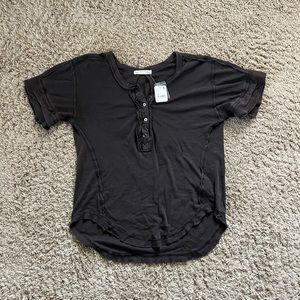 free people brown button up tunic